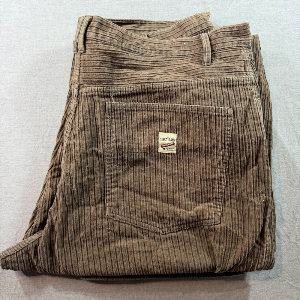 Guess Jeans Corduroy Pants Mens 42 Brown Excellent Vintage Wide Wale 3F14E9